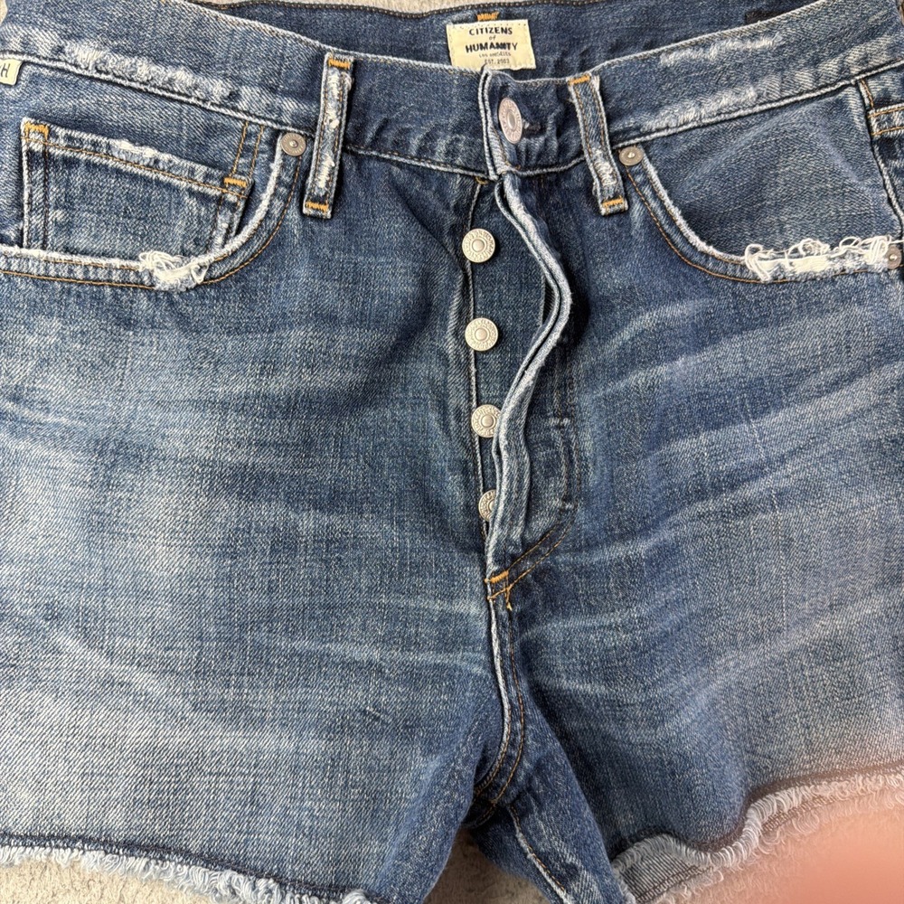 Citizens of Humanity Alyx Classic High Rise Denim Short Size 28 Blue 3" Inseam - Picture 3 of 15